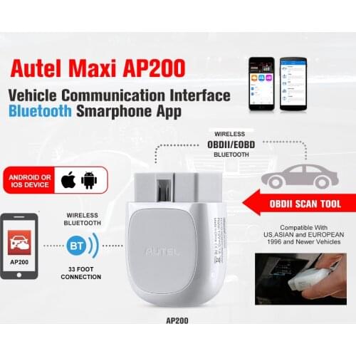 Autel AP200 Bluetooth OBD2 Scanner Code Reader AP 200 Full Systems Diagnoses AutoVIN TPMS IMMO Family DIYers PK MX808