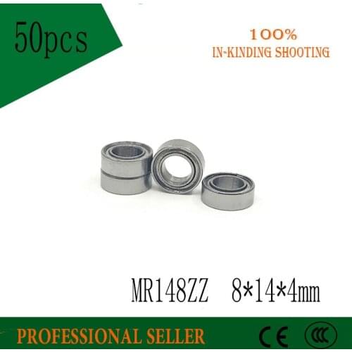 Free shipping 50pcs MR148ZZ L-1480 ABEC-3 MR148 deep groove ball bearing 8x14x4 mm miniature bearing