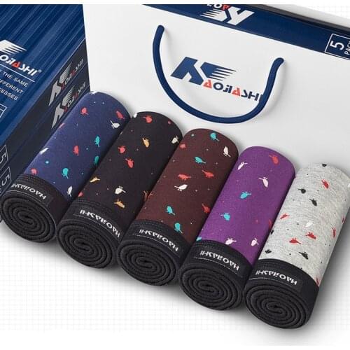 5pcs/lot Sexy Men Boxer Male Underwear Boxer Breathable Men Boxers Fashion Print Underpants Comfortable Men Panties Ropa Hombre