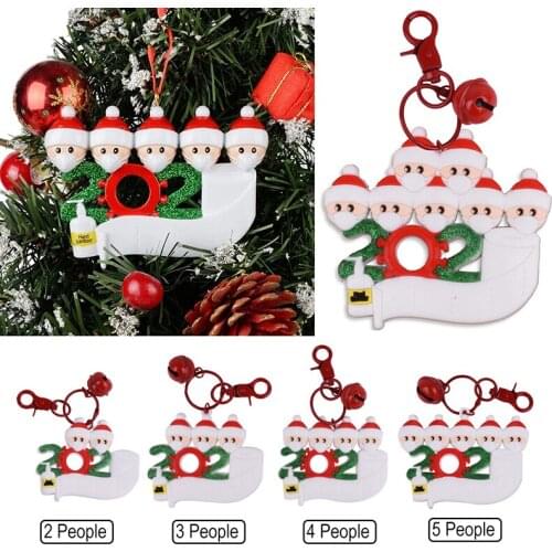 Santa Claus Keychain Christmas Tree Hanging Pendant Xmas Decor Face Mask Snowman Keychain Christmas Metal Pendant Keychain