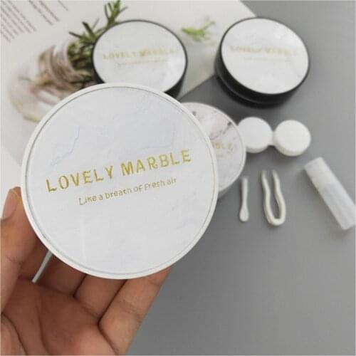 Lovely Marble contact lens case with mirror Ins contact lens case Cosmetic contact box slim Contact lens travel case