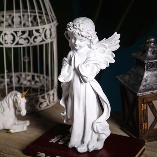 Resin Angel Figurine Flower Girl Decoration Angel Statue for Birthday Valentine Christmas New Year Thanksgiving Gift