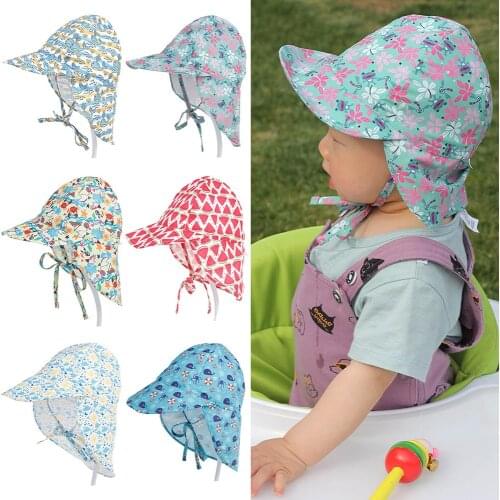 0-5 Years UPF50+ UV Protection Baby Cotton Bucket Hat Summer Newborn Unisex Infant Toddler Boys GIrls Children Kids Sun Cap