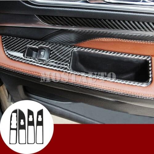 For Ford Explorer Carbon Fiber Car Door Armrest Window Switch Cover 2016-2018 4pcs Car Accessories Interior Car Decor Car Trim