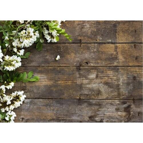 Planks Flower Backdrop Jasmine and Black Wooden Board Photography Background Holiday Celebration Photo Booth Studio Decor