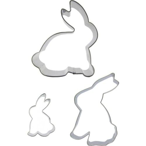 White Rabbit, Small Rabbit, Rabbit shaped 3 piece biscuit cutting molds, baking tools, cake decorating soft candy tools