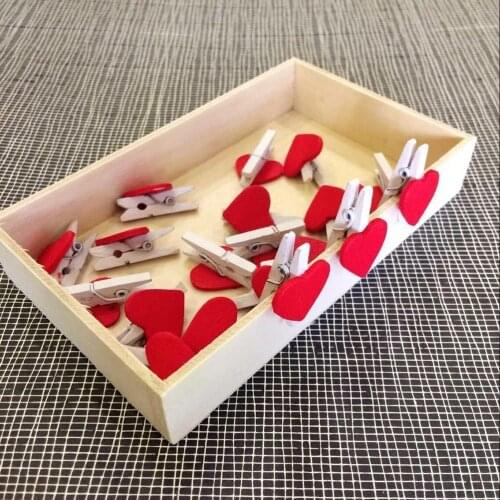 Hot 100Pcs/Pack Mini Heart Love Wooden Clothes Photo Paper Peg Pin Clothespin Craft Postcard Clips Home Wedding Decoration