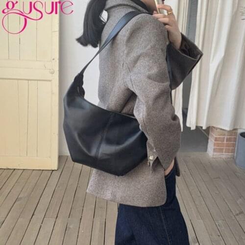 Gusure Simple Dumpling Crossbody Bags for Women Luxury Soft PU Leather Handbags Female Retro Shoulder Messenger Hobos Bag Bolsa