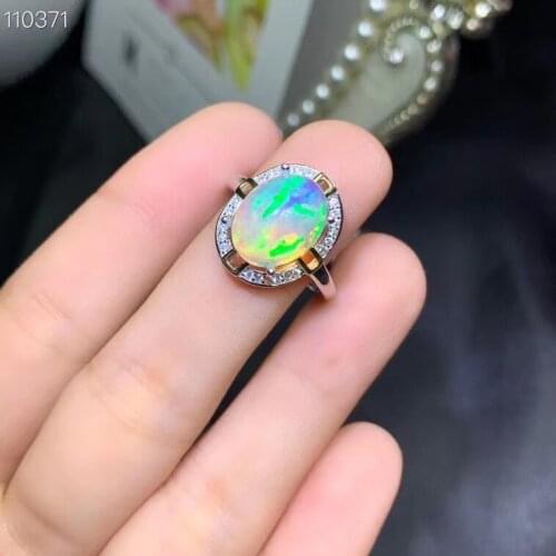 KJJEAXCMY fine jewelry 925 sterling silver inlaid natural opal new Female ring popular Support Detection