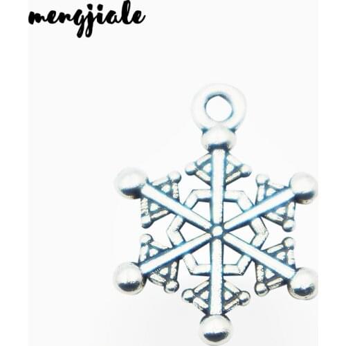 MENGJIALE Hot sell 40pcs/lot metal antique silver charms big Snowflake charms pendant for necklace jewelry findings 20*15mm