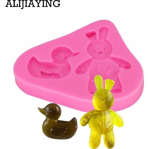M0937 Rabbit & Duck Shape Food Grade Silicone Soap, Chocolate, Cake Silicone Cake Molds, Fondant Cake Decorate tools