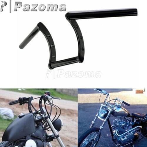 PAZOMA Motorcycle Black Drag 1" Z Bar Motorcycle Pullback 25mm Handlebar for Harley Custom Chopper Bobber Handle Bar
