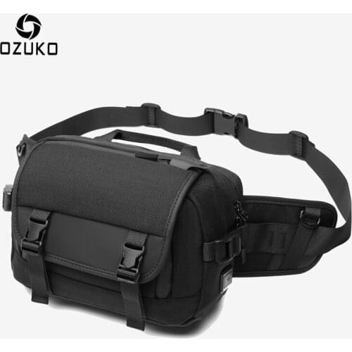 OZUKO Men Waist Bag Fashion Multifunction Outdoor Fanny Pack Waterproof Waist Packs Male Travel Phone Pouch Crossbody Belt Bags