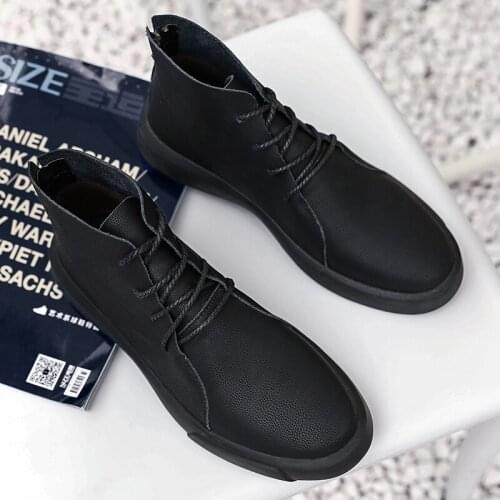 Sneaker leisure sale mens Casual sneakers Sneaker shoe boots male cuero para for leather causal sports casuales de flat black