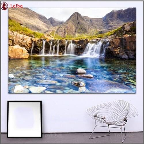 DIY diamond painting airy pools waterfall isle of skye scotland cross stitch diamond full mosaic diamond embroidery