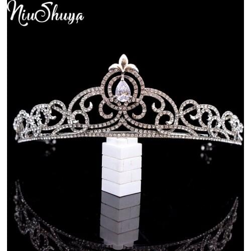 NiuShuya Wedding Tiara Crown for Women Bridal Engagement Hair Accessories Headwear Party Jewelry Charms Cubic Zircon Gift