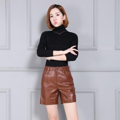 New 2022 High Waist Slim Sheepskin Shorts KS20