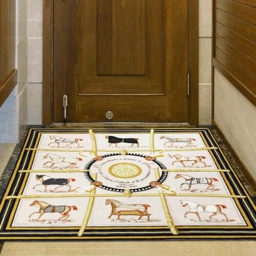 NEW Thick American Square Scarf Pattern Printed Carpet For Living Room Kitchen Mat Hallway Rug Home Non-slip Absorbent Decor