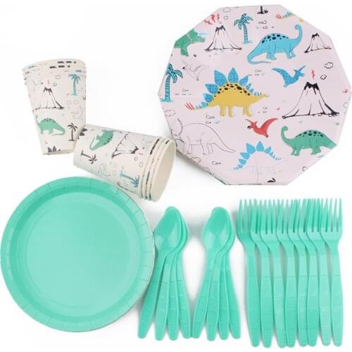 Disposable Tissue Paper Tray Tablecloth Balloon Party Supplies Birthday Baby Shower Green Dinosaur Theme Party Decorations Adult