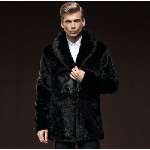 Autumn winter new mens fur coat imitation mink coat Medium sum mens large European and American warm Fur coat men jacket