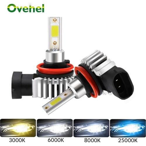 OVEHEL 2PCS Car LED Headlight Bulbs H11 LED 9006 HB4 9005 12000LM HB3 H3 H7 LED H4 H1 Mini Headlight Kit Bulb Car Light 60W 12v