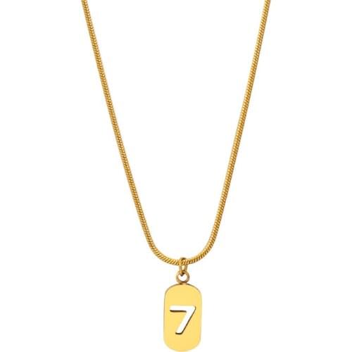 Lucky Number 7 Necklace Fashion Stainless Steel Gold Color Small Pendant Necklaces for Women Jewelry Gift