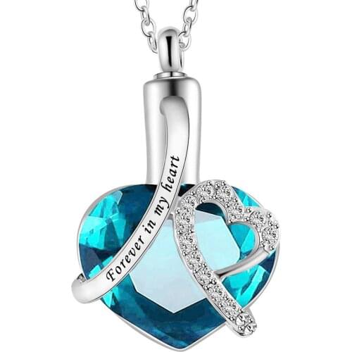 Women and Girls beautiful gift Forever in My Heart Memorial Pendant Birthstone Keepsake Urn Necklace Cremation Jewelry Locket