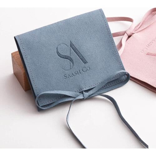Wholesale 500pcs/lot Personalized Jewelry Packaging Bag Custom Logo Ring Necklace Bracelet Envelope Suede Pouch