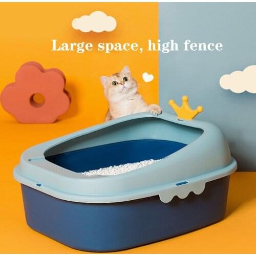 Cat litter box Cat bedpan large semi-enclosed cat toileta small toilet for domestic cats to prevent splashing outside the litter