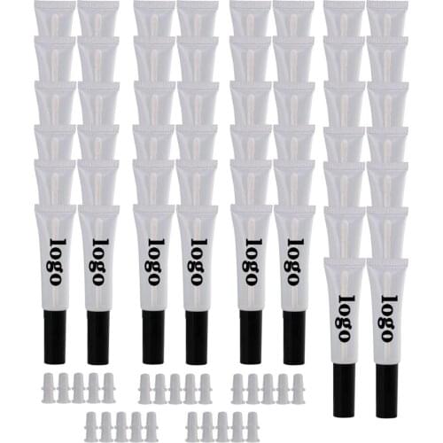 Custom Logo Lip Gloss Tube Clear Plastic Squeeze 15ml/0.5oz 50 Packs Lip Balm Empty Bottle Containers with Applicator Brush