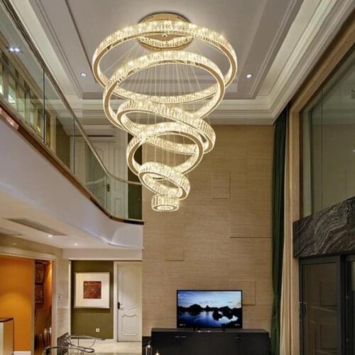 2021 Luxury Modern Chandelier Lighting Large Stair Light LED Crystal Lamp Home Decoration Lighting Fixtures