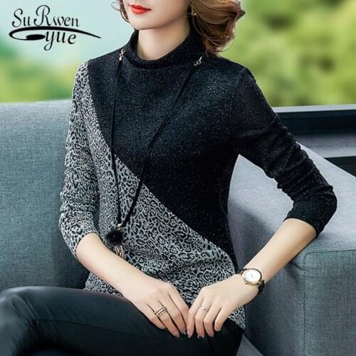 Spring Autumn Fashion Long Sleeve Women Shirts Leopard Print 2021 New Ladies Tops Splicing Women Tops and Blouses 8499 50