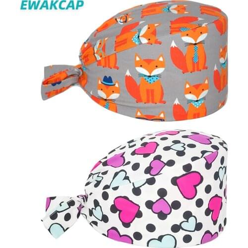 Scrub Cap with Sweatband Cotton Nurse Doctors Working Nursing Hat Daily Cleaning Dustproof Hats Dentist Beauty Salon Scrubs Caps