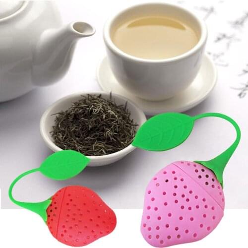 1 Pcs Kitchen Supplies Tea Strainer Non-toxic Lemon Shaped Strawberry Shape Silicone Tea Infuser Tea Bag Teapots Accessories
