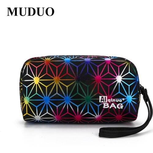 Fashion Waterproof Makeup Bag Travel Reflective Cosmetic Bag for Women Geometric Toiletry Beauty Case Make Up Pouch Purse Deisgn