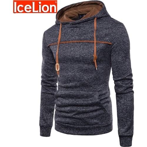 IceLion 2021 Winter Hoodies Men High Quality Hooded Sweatshirt Solid Fashion Pullover Mens Loose Sportswear Hip Hop Tracksuit