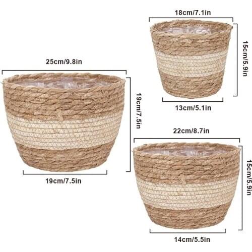 Grass Planter Basket Indoor Outdoor Flower Pots Cover Plant Containers for Home JW