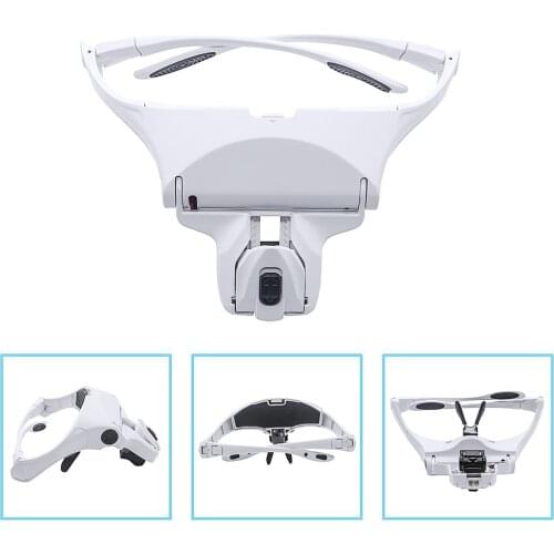 Headband Magnifier Lighted Glass Optivisor With 5 Lens For Hobby Repair Reading Versatile For Home Office Or Workshop