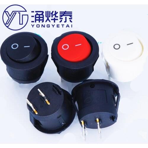 YYT 10PCS Open hole 20mm ship type/circular small switch KCD1-105-2P outer diameter 23MM black/red/white