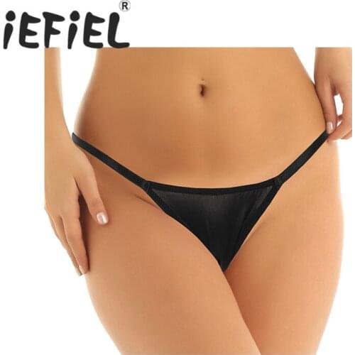 Women Triangle G-string Panties Micro Mini See Through Sheer Lingerie Super Low Waist G-string Thong Bikini Briefs Underwear