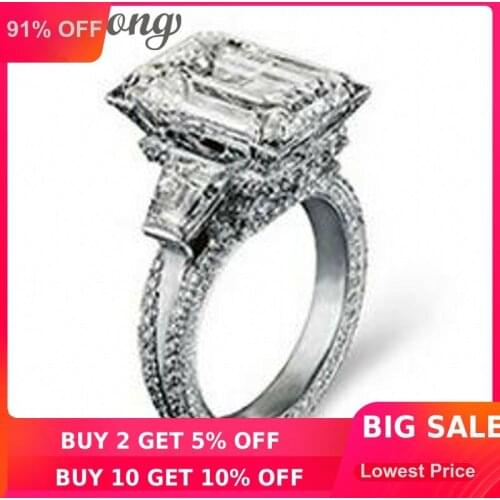 Choucong Women men Jewelry 12ct 5A Zircon stone 300pcs Cz 925 Sterling silver Engagement Wedding Band Ring for women