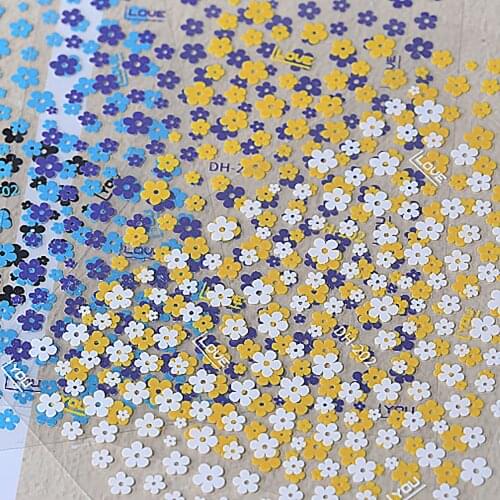 1Pc Lovely Five Petal Flower Series Pattern Nail Sticker Colorful Sweet Mini Flower Nail Art Decoration DIY Summer Manicure
