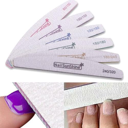 1pcs Professional Nail File Half Moon Sandpaper Nail Sanding Grinding Polishing Buffing Pedicure Double Side Manicure Care Tools