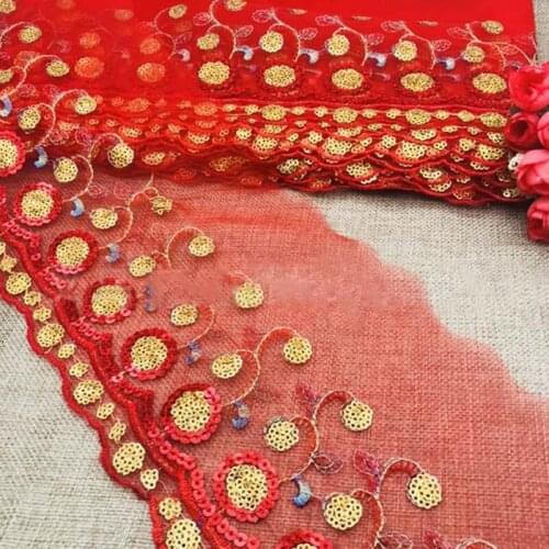 10Yds Embroidered Flower Lace Trim High Quality Red Pink Green Patchwork Appliques for Sewing Girl Dresses