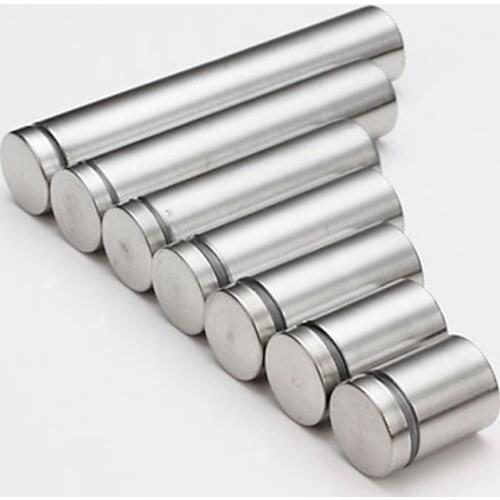 2Pcs 12x50mm Glass Fasteners Pin Nails Glass Standoff Pins Stainless Steel Standoff Pins Screw Hardware Fixed advertising nails