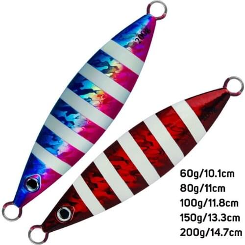2pcs Fishing Lure Hardbait 60-200g Stripe Luminous Ocean Metal Jerkbait Slow Shake High Quality Boatfishing Goods Tackle YE0194