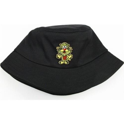 2021 Cartoon Lion Embroidery Cotton Bucket Hat Fisherman Hat Outdoor Travel Hat Sun Cap Hats for Men and Women 126