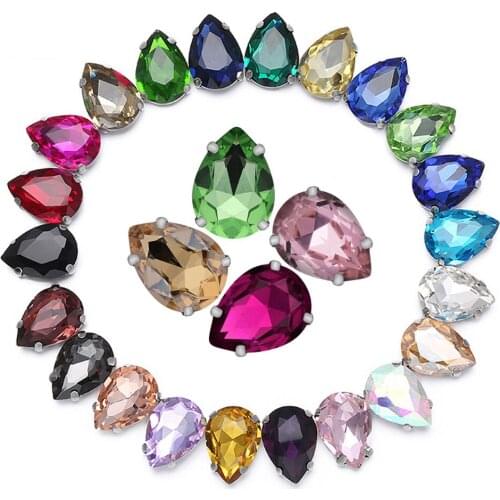 30pcs Metal Claw Crystals strass Beads Drop sewing rhinestones Garment Decoration Gems Crafts sew on rhinestones for Clothes