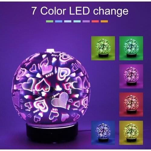 3d Glass Aroma Diffuser,aromatherapy Ultrasonic Essential Oil Version Air Humidifier Firework 7color Changing Lights#db4