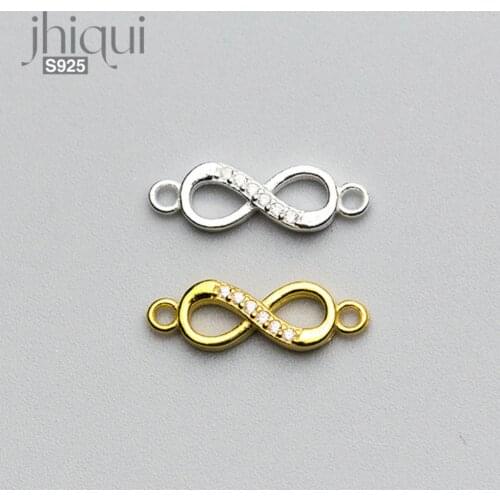 925 Sterling Silver Zircon Eight Shape Connectors Clasps&Hooks for DIY Bracelet Necklace Jewelry Finding